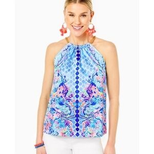 Lilly Pulitzer Isa Halter Top Multi Hidden Treasure Engine